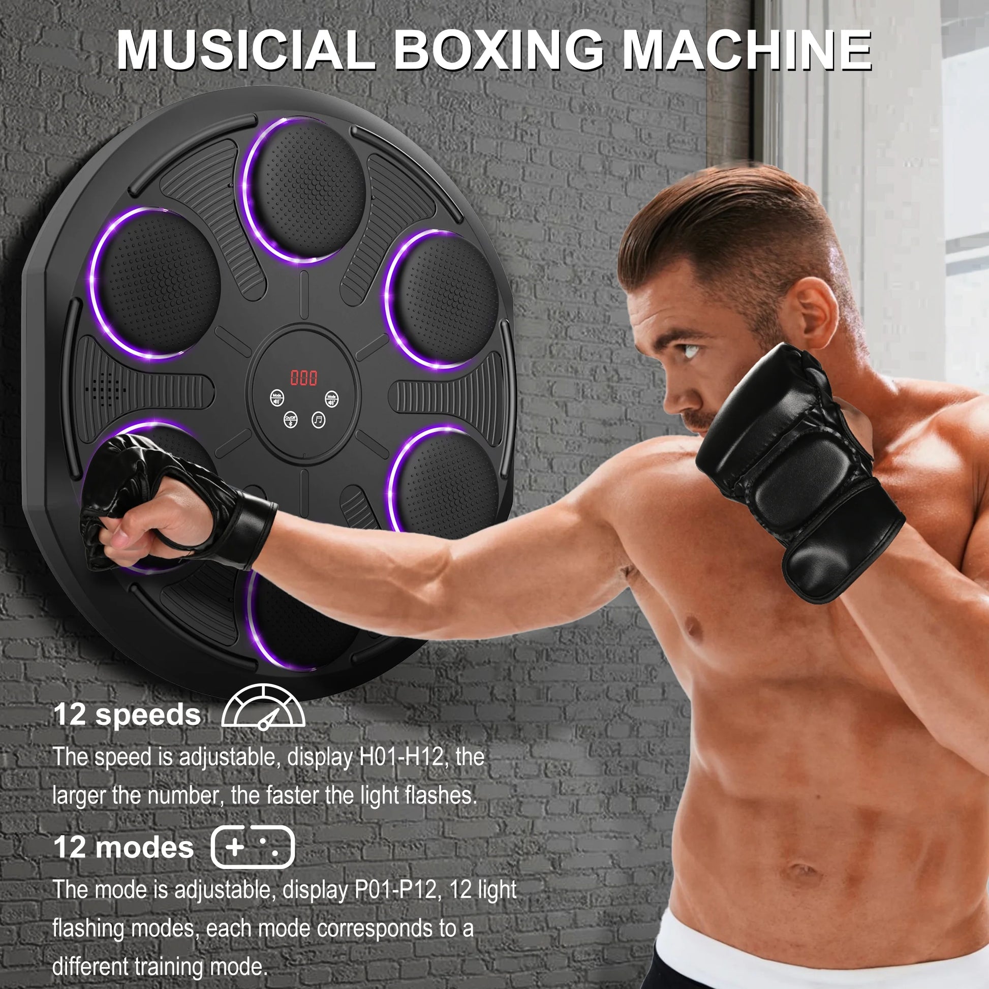 Music Boxing Machine with Gloves Boxing Equipment for Adults Workout Music Punching Machine