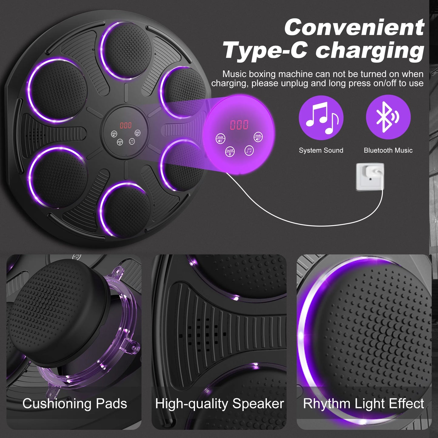 Music Boxing Machine with Gloves Boxing Equipment for Adults Workout Music Punching Machine