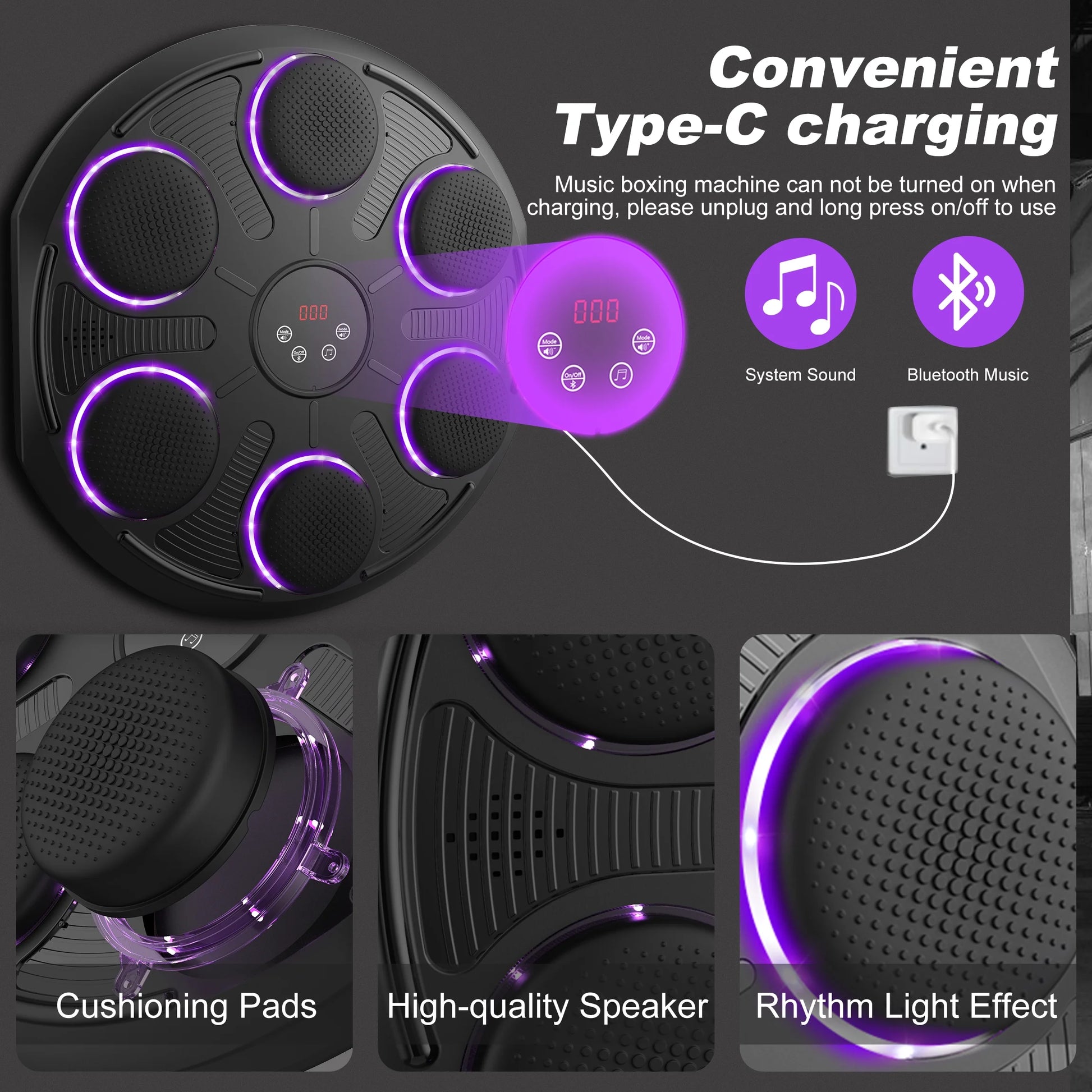 Music Boxing Machine with Gloves Boxing Equipment for Adults Workout Music Punching Machine