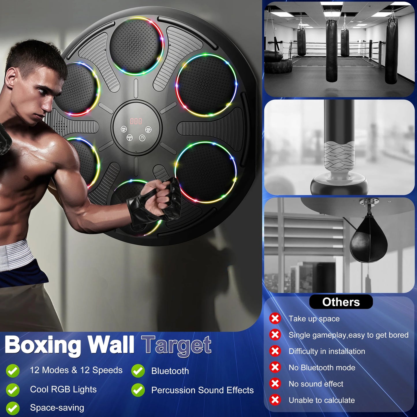 Music Boxing Machine with Gloves Boxing Equipment for Adults Workout Music Punching Machine
